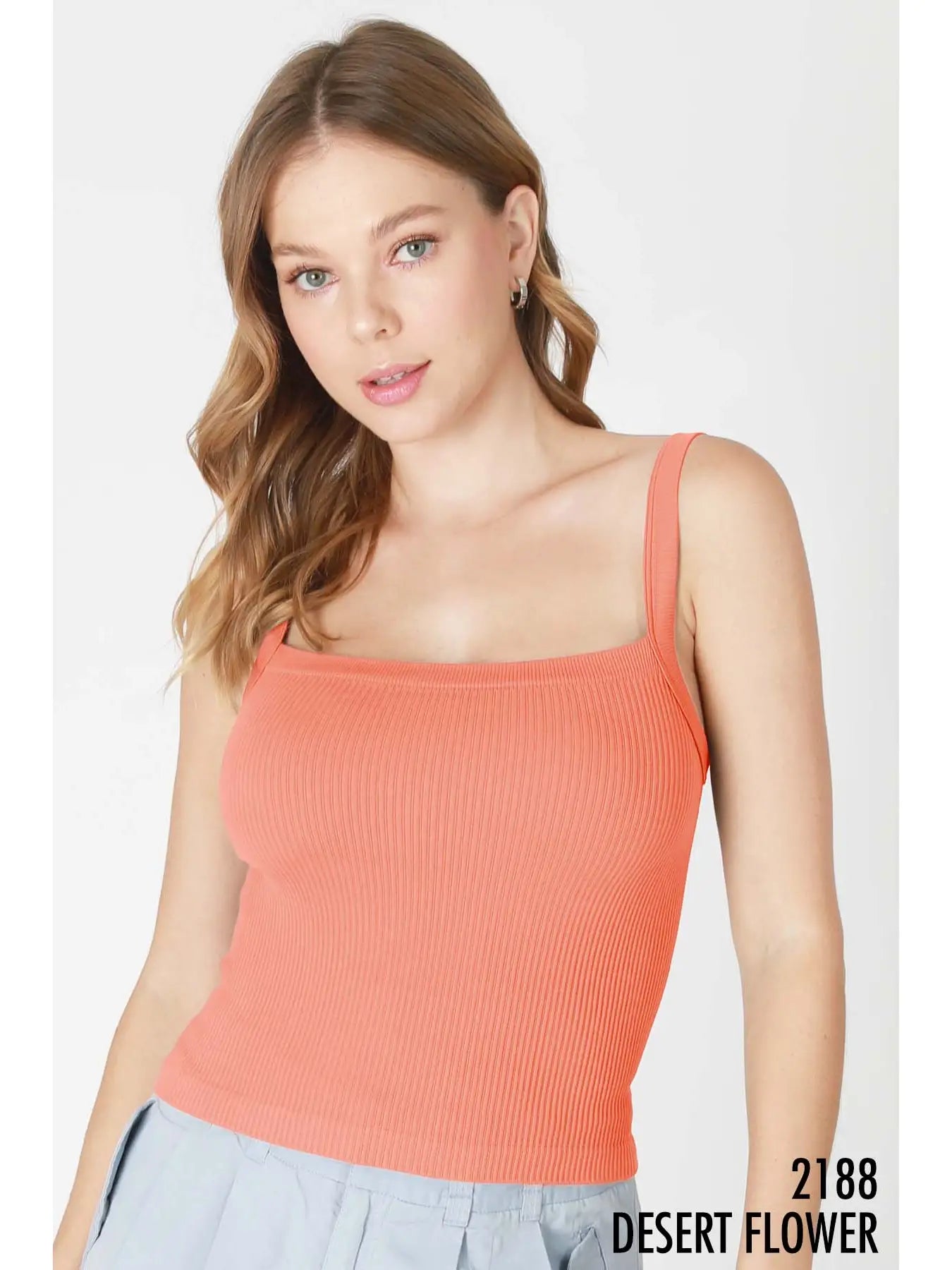 Square Neck Ribbed Tank Top