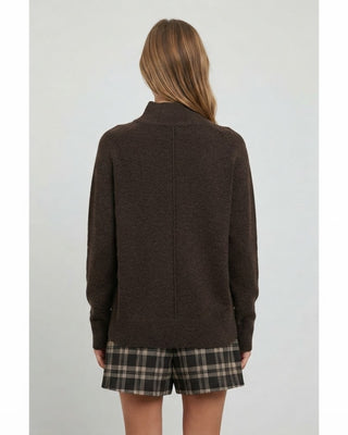 Caro Center Seam Mock Neck Sweater / Cocoa