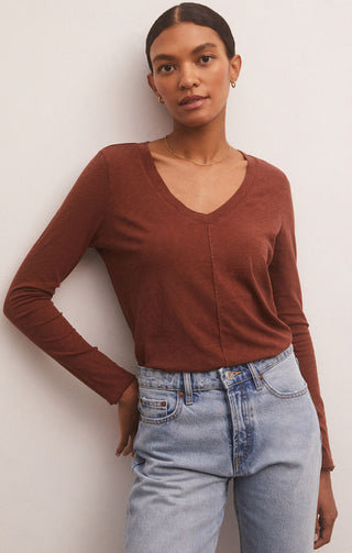 Dream Slub Long Sleeve Tee Dark Rosewood