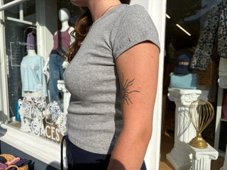 Pointelle Baby Tee / Heather Grey