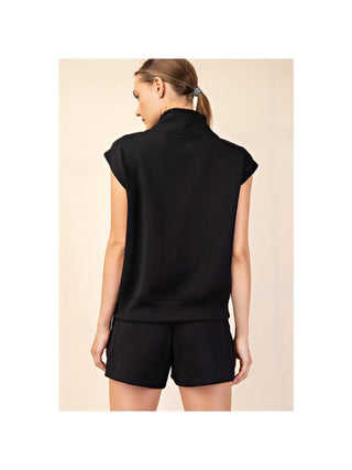 Modal Scuba Luxe V-Neck Sleeveless Top / Black