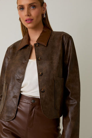Faux Leather LS Jacket