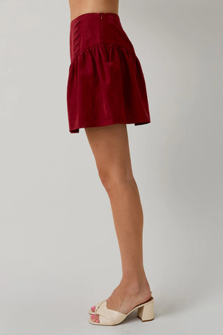 Lacing Detailed Mini Skirt / Burgandy
