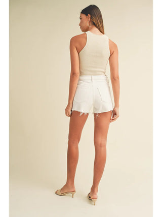 High Rise Frayed Short