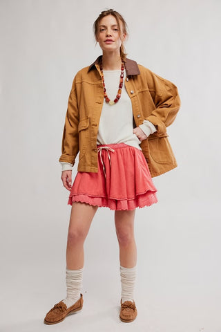 Lady Tulip Mini Skirt / Coral