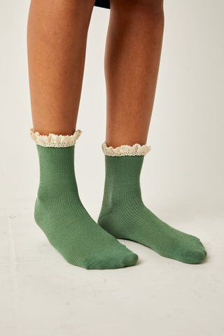Beloved Waffle Knit Ankle Forest