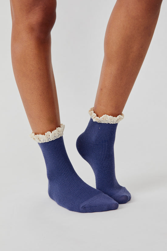 Beloved Waffle Knit Ankle Classic Navy
