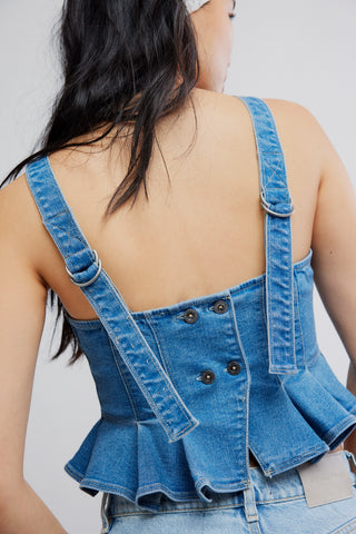 Sun Faded Denim Top / Steel Blue