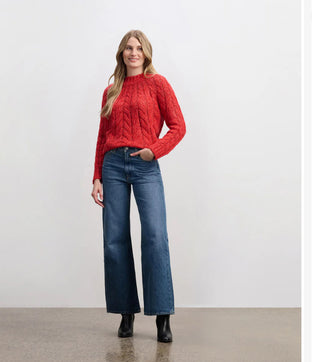 Dylan Cable Knit Sweater - Red