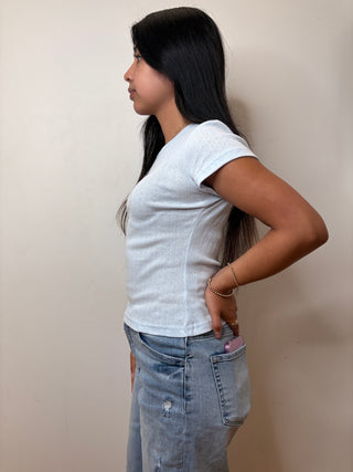 Pointelle Baby Tee / Ice Blue