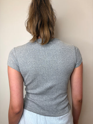 Pointelle Baby Tee / Heather Grey
