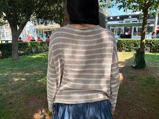 Beach Striped Crew Cotton / Khaki Breaker White Striped