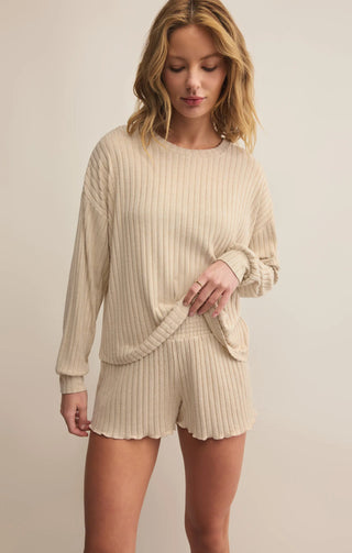 Daydream Ribbed Long Sleeve Top / Bone