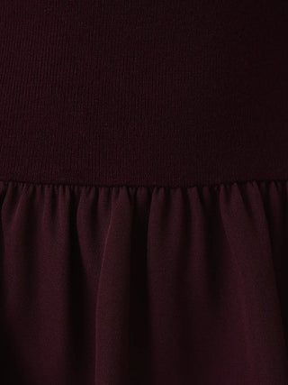 Round Neck Short Sleeve Woven Knit Mix Midi Dress