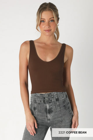 V-Neck Ribbed Crop Top
