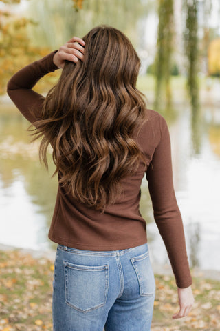 Waffle Button Henley / Espresso