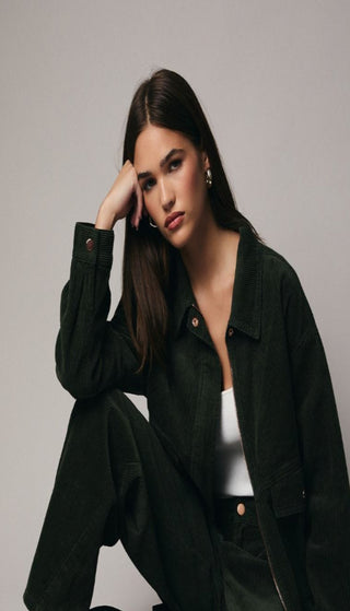 Pocket Detailed Corduroy Jacket / Olive