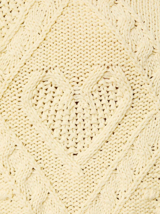 Textured Heart Crewneck Sweater / Butter
