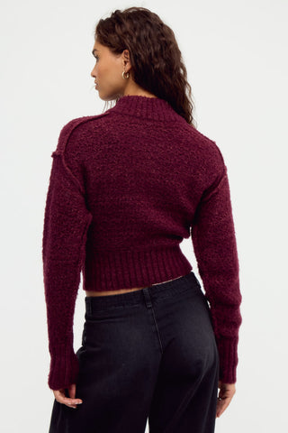 Tucked Henley Pullover / Burgundy Combo