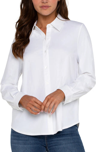 Long Sleeve Button Front Knit Shirt