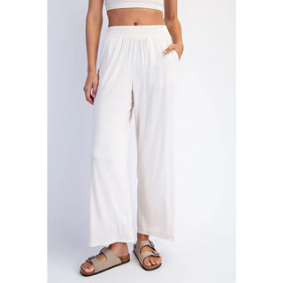 Viscose Modal Cropped Wide Leg Pants / Ivory