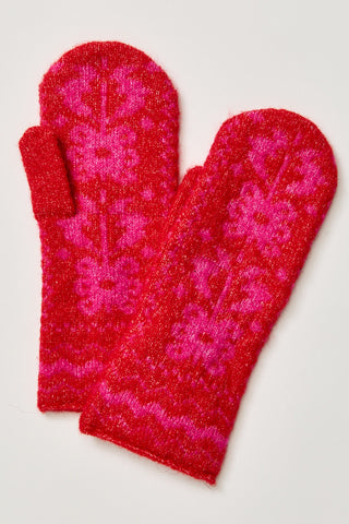 Folk Mitten / Pink X Red