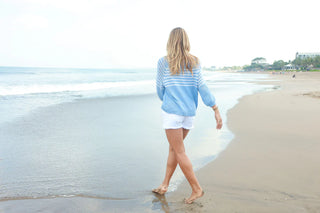 Breton Stripe Crew Cotton Beach Sky