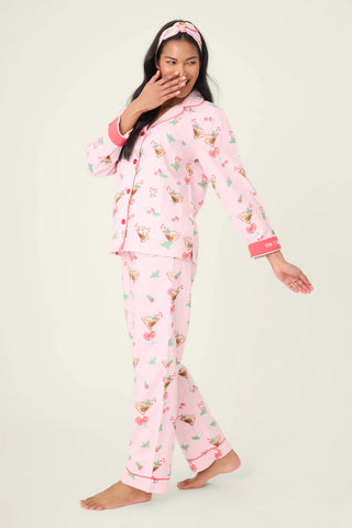Tini Time Drink Print 3-Piece Flannel PJ Set / Ballet Pink