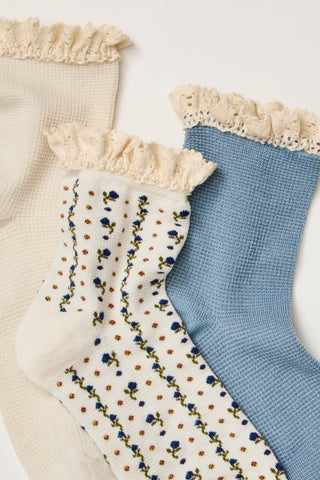 Ruffle Sock Pack / Turquoise