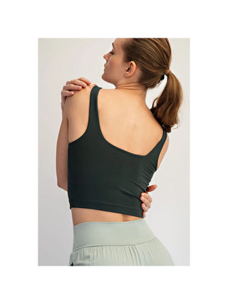 Nylon Butter Square Neck Cropped Tank / Regency Green