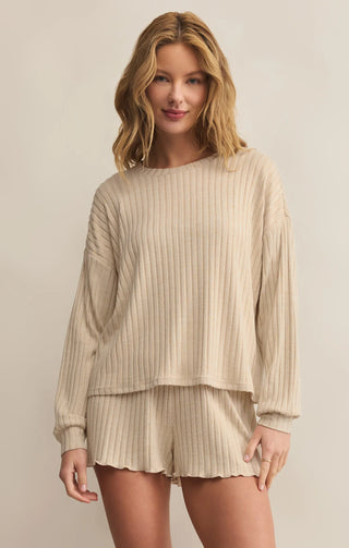 Daydream Ribbed Long Sleeve Top / Bone