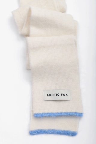 The Alpaca Skinny Scarf - Arctic White/Sky Blue