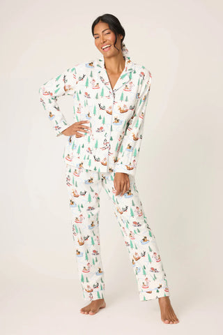 Sleigh All Day 3-Piece Flannel PJ Set / White