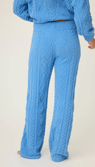 Solid Open Leg Pant Chenille Cable Knit / Sea