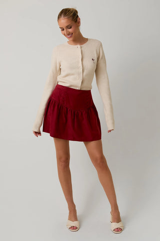 Lacing Detailed Mini Skirt / Burgandy