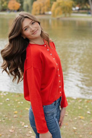 Button Me Up Cardi / Red