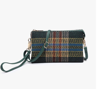 Riley Plaid Crossbody-Wristlet / Rust Green