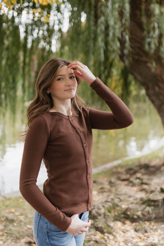 Waffle Button Henley / Espresso