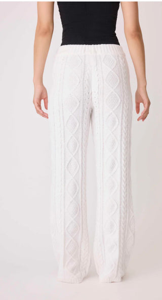 Chenille Cable Knit Crew Lounge Pants / Ivory