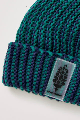 Apres Ski Knit Beanie / Green Frost Navy
