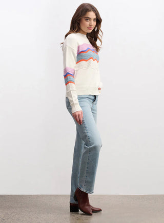 Pointelle Wave Sweater - Summer Sky Ripple