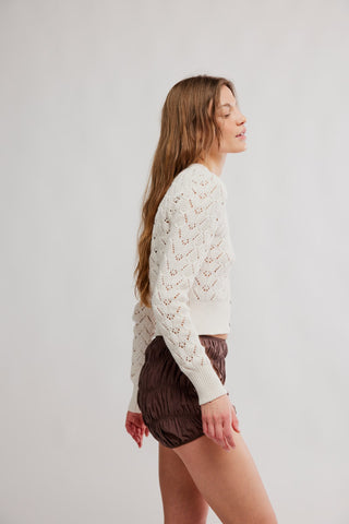 Pretty In Pointelle Cardi / Ivory