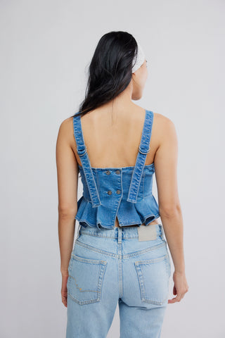 Sun Faded Denim Top / Steel Blue