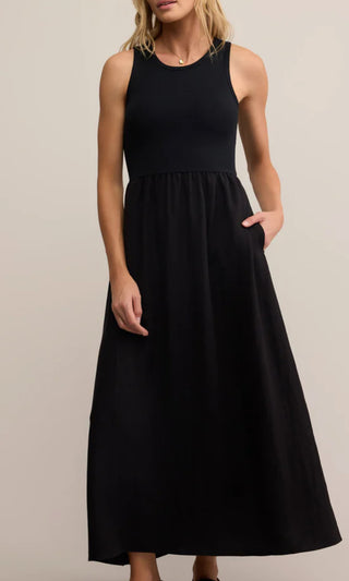 Charlotte Rib Midi Dress / Black