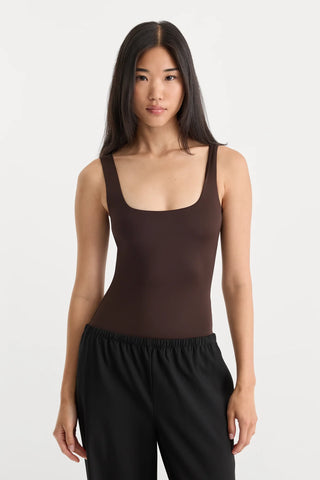 The Sculpting Modern Tank Bodysuit / Espresso