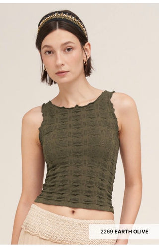 Floral Edge Top / Earth Olive
