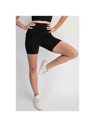 Nylon Butter 6in Biker Shorts / Black