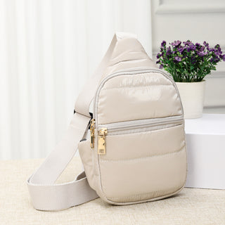 Solid Puffer Mini Sling Bag / Glossy Beige