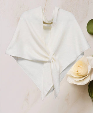 Cashmere-Blend Knit Triangle Shawl / Creamy