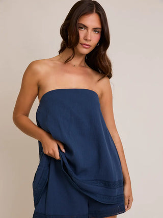 Lace Trim Detail Tube Romper